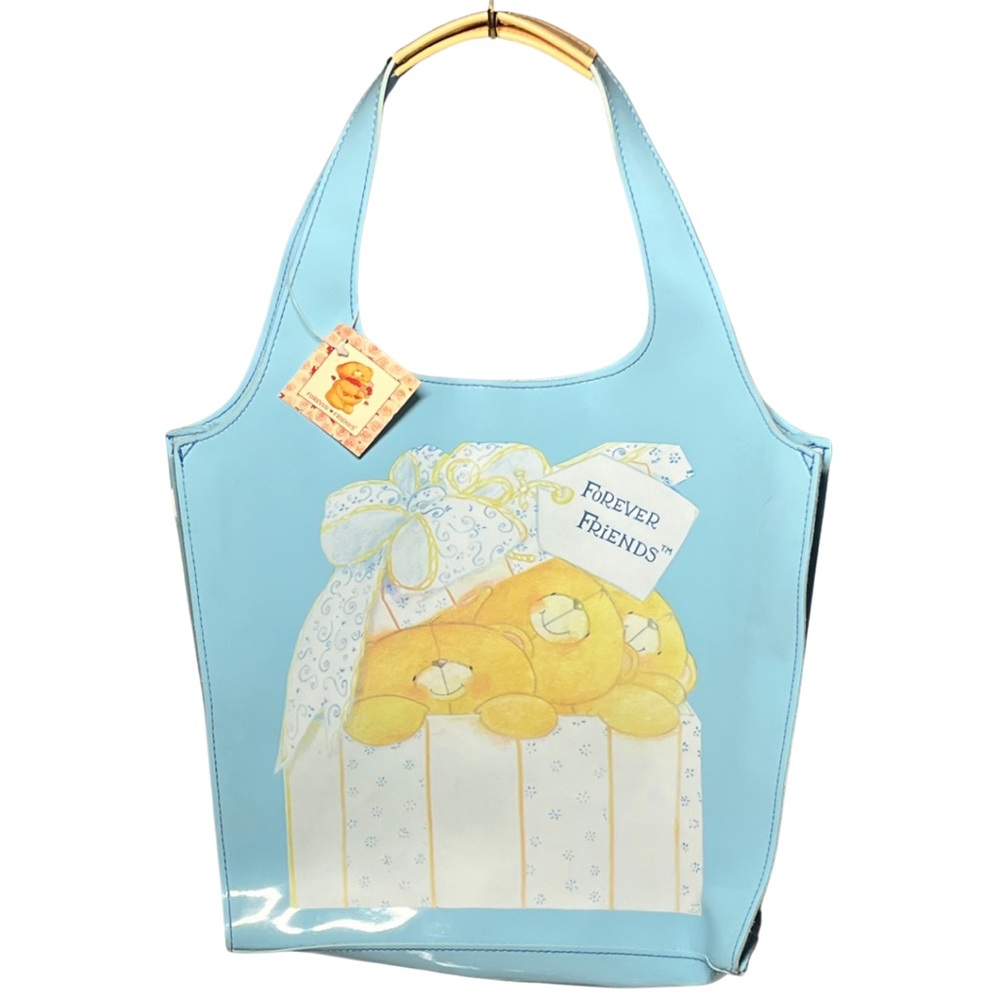 Vtg NWT Hallmark Cards Forever Friends Tote Bag Vinyl Teddy Bears Gift Baby Blue